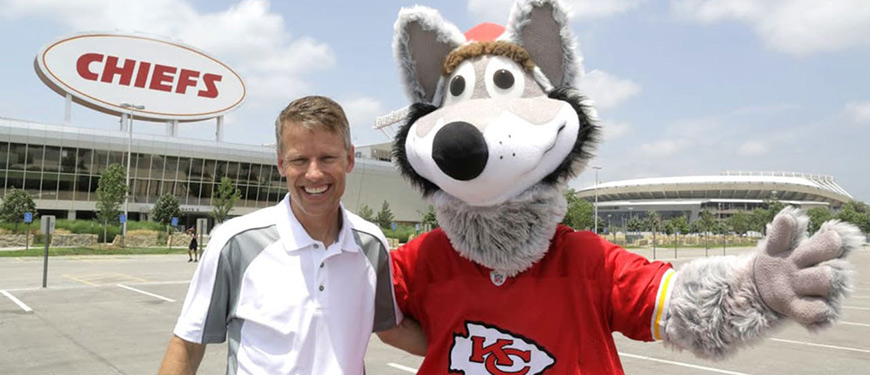 Dan Meers "KC Wolf" mascot for Kansas City Chiefs